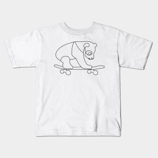 Skateboarding Panda | One Line Drawing | One Line Art | Minimal | Minimalist Kids T-Shirt